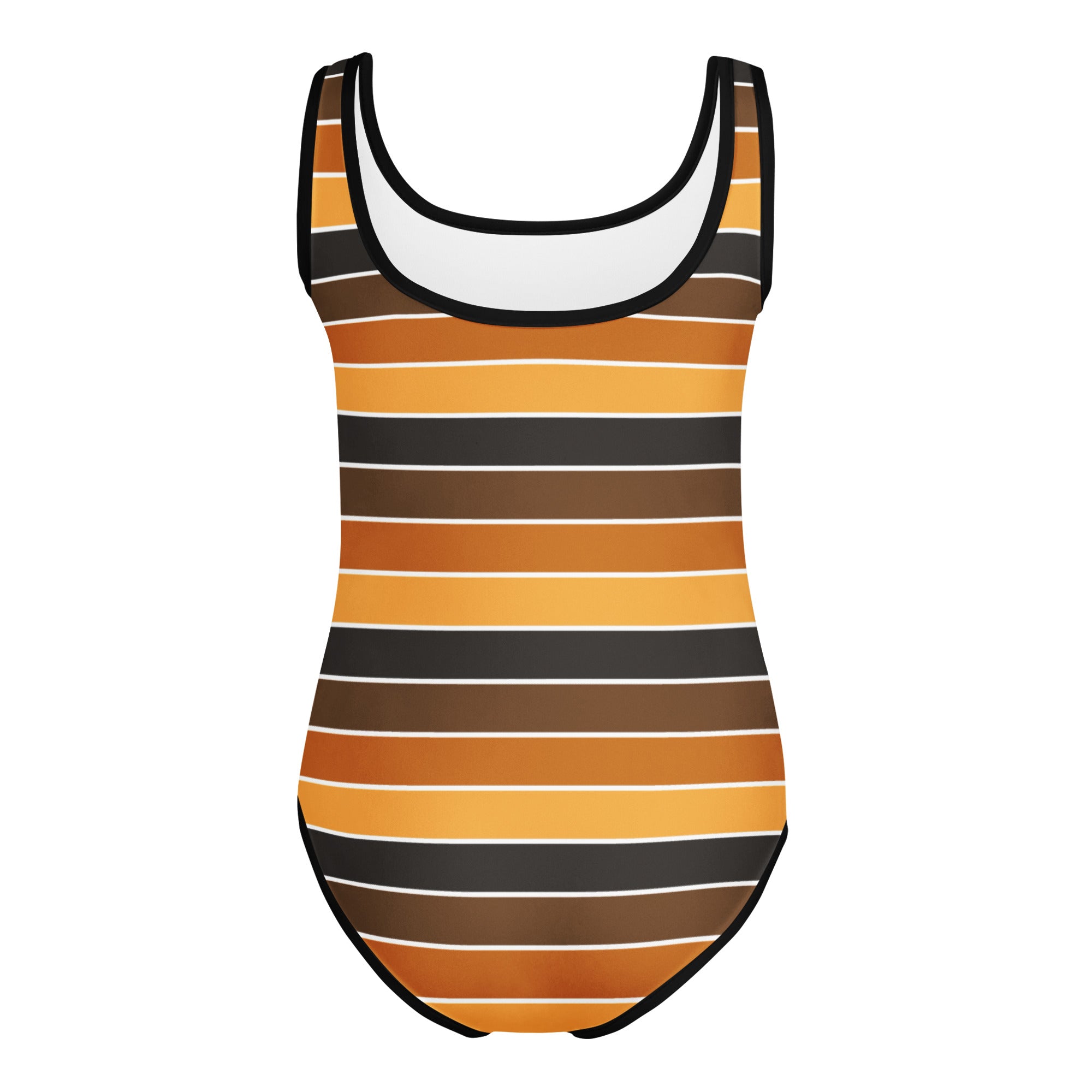 Girls Orange Brown Stripe Fall Leotard – Buttery-Soft, Quick-Dry 4-Way Stretch Comfort for Dance & Gymnastic