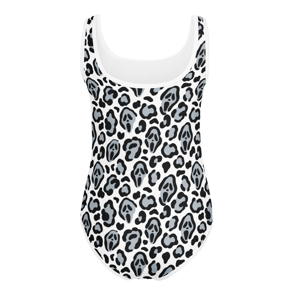 Girls Ghost Face Leopard Halloween Leotard – Buttery-Soft, Quick-Dry 4-Way Stretch Comfort for Dance & Gymnastics
