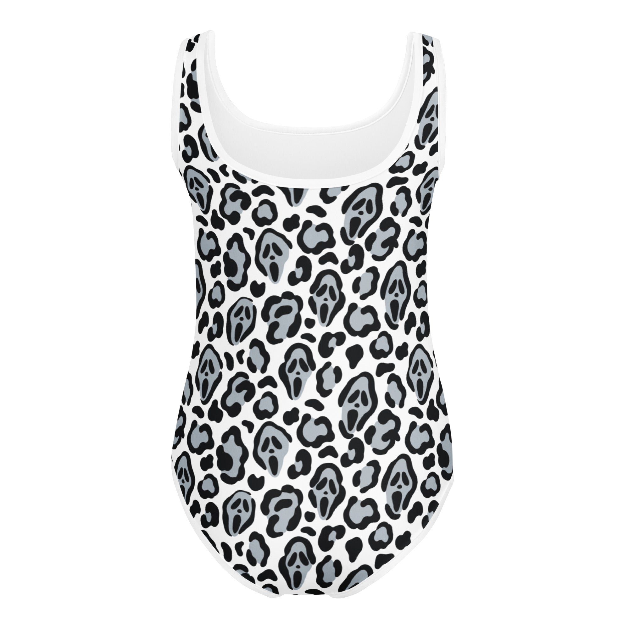 Girls Ghost Face Leopard Halloween Leotard – Buttery-Soft, Quick-Dry 4-Way Stretch Comfort for Dance & Gymnastics