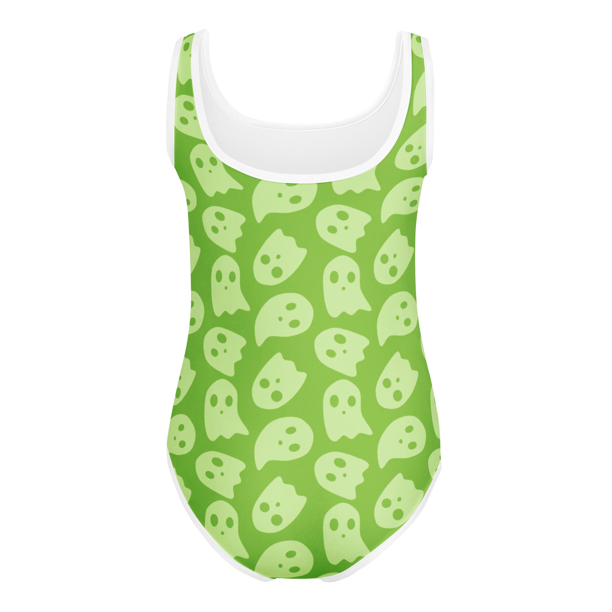 Girls Lime Green Ghost Halloween Leotard – Buttery-Soft, Quick-Dry 4-Way Stretch Comfort for Dance & Gymnastics