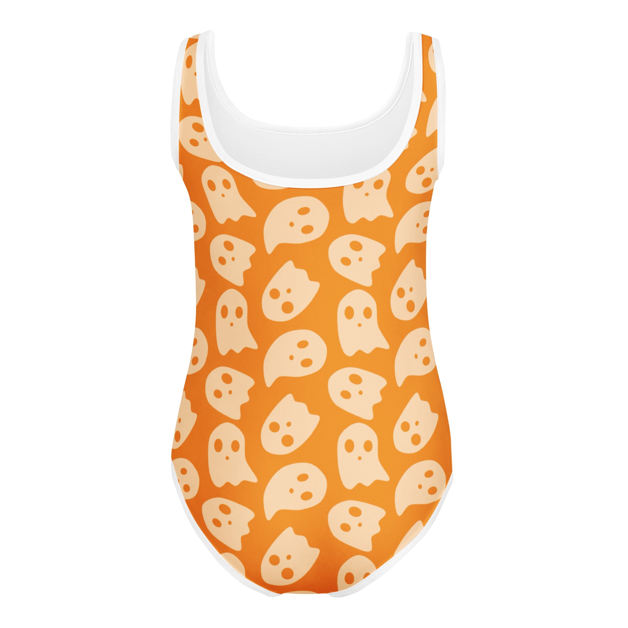 Girls Orange Ghost Halloween Leotard – Buttery-Soft, Quick-Dry 4-Way Stretch Comfort for Dance & Gymnastics