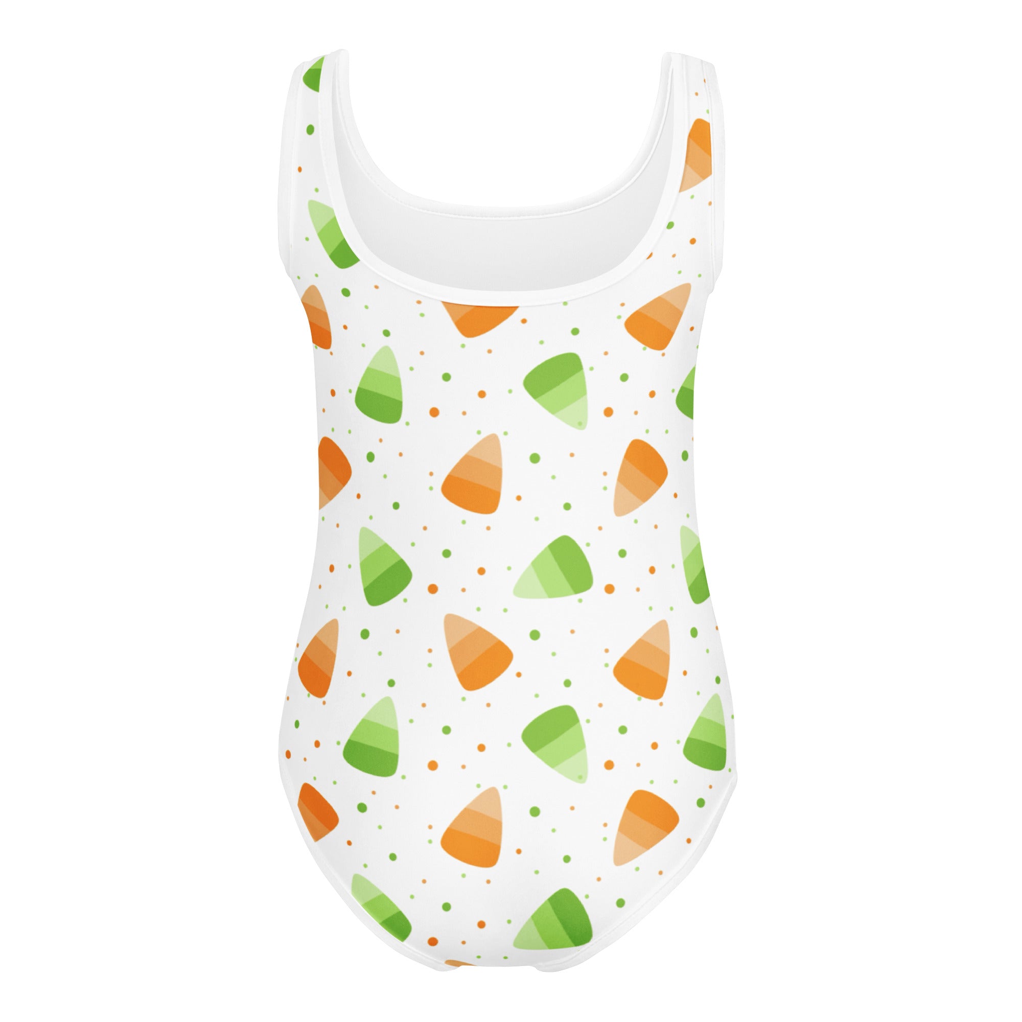 Girls Orange & Green Candy Corn Halloween Leotard – Buttery-Soft, Quick-Dry 4-Way Stretch Comfort for Dance & Gymnastics