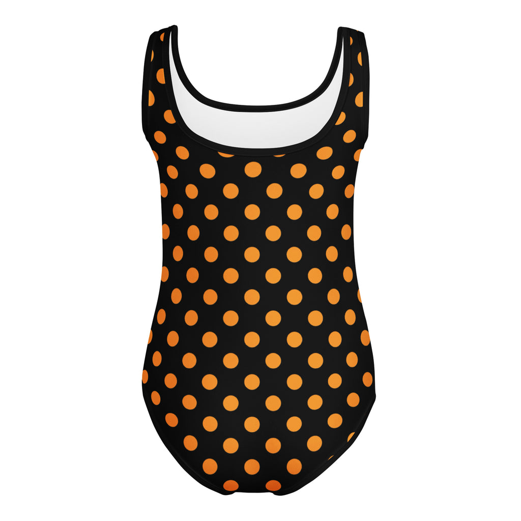 Girls Orange Polka Dot Halloween Leotard – Buttery-Soft, Quick-Dry 4-Way Stretch Comfort for Dance & Gymnastics