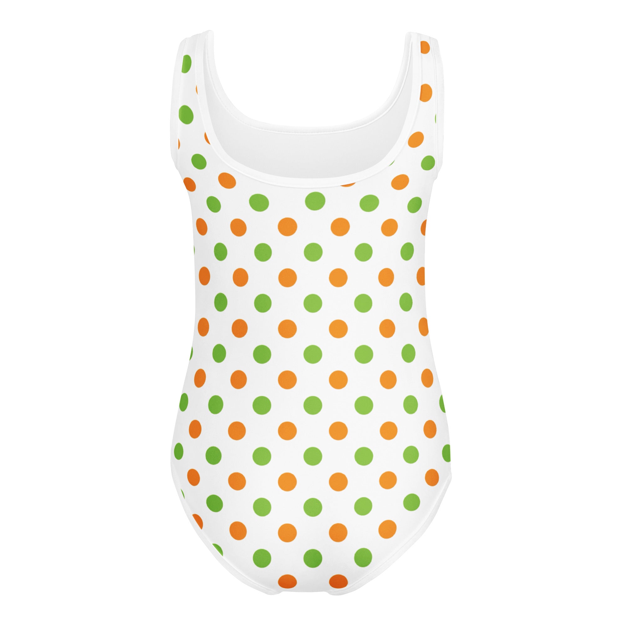 Girls Orange & Green Polka Dot Halloween Leotard – Buttery-Soft, Quick-Dry 4-Way Stretch Comfort for Dance & Gymnastics