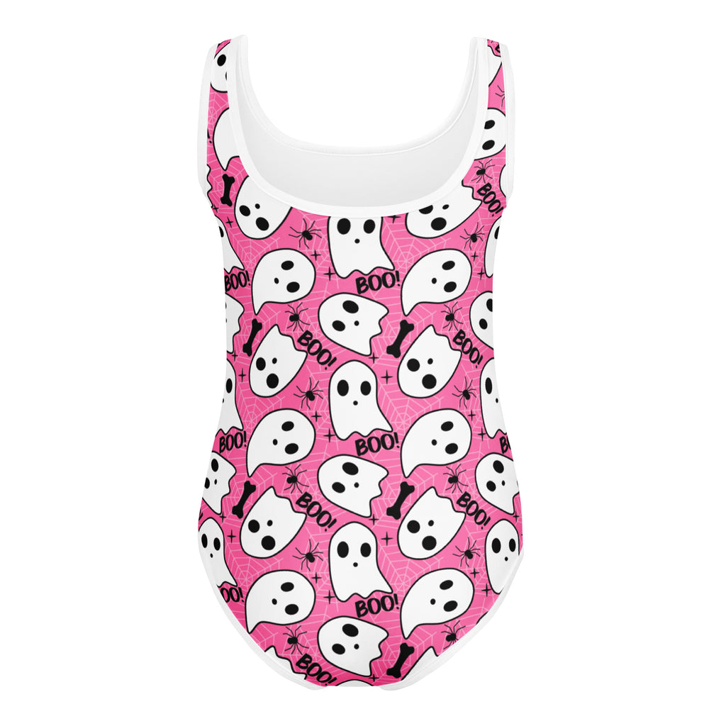 Girls Pink Ghost Halloween Leotard – Buttery-Soft, Quick-Dry 4-Way Stretch Comfort for Dance & Gymnastics