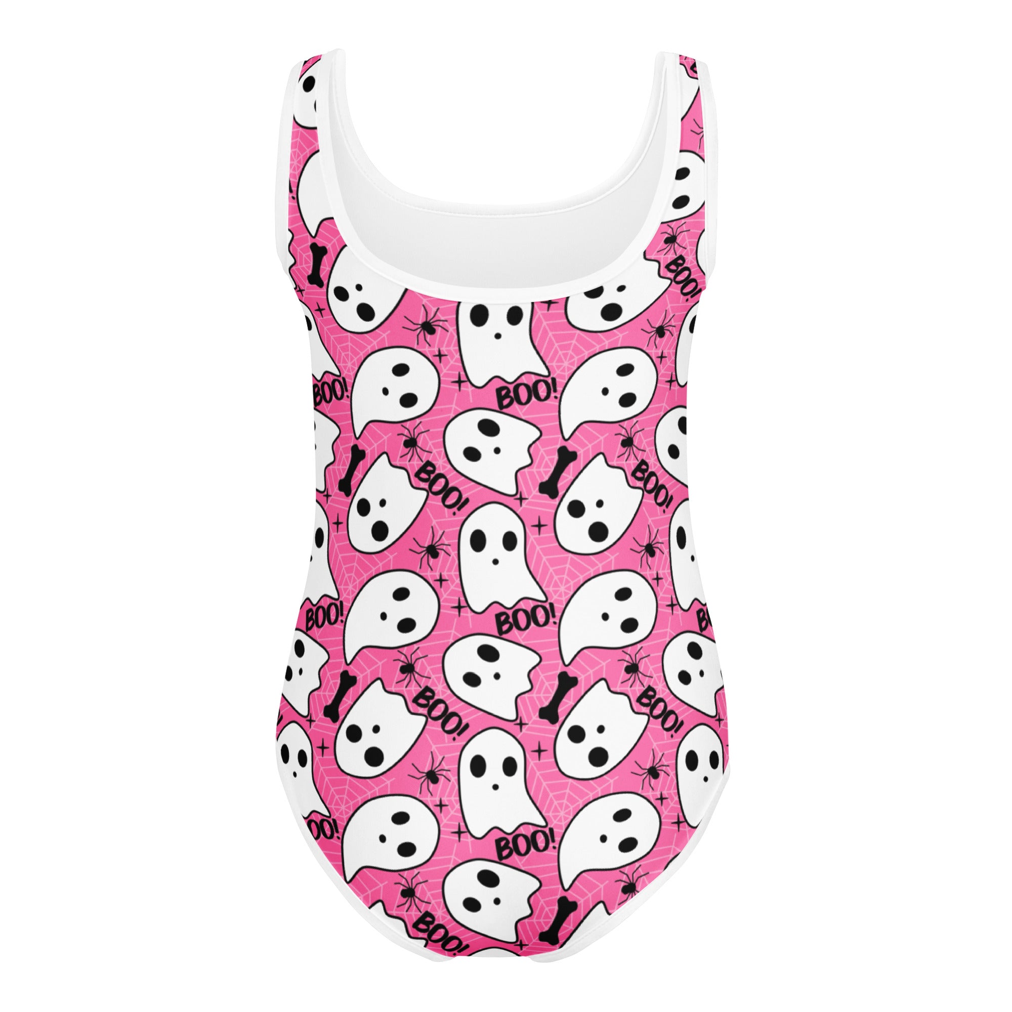Girls Pink Ghost Halloween Leotard – Buttery-Soft, Quick-Dry 4-Way Stretch Comfort for Dance & Gymnastics