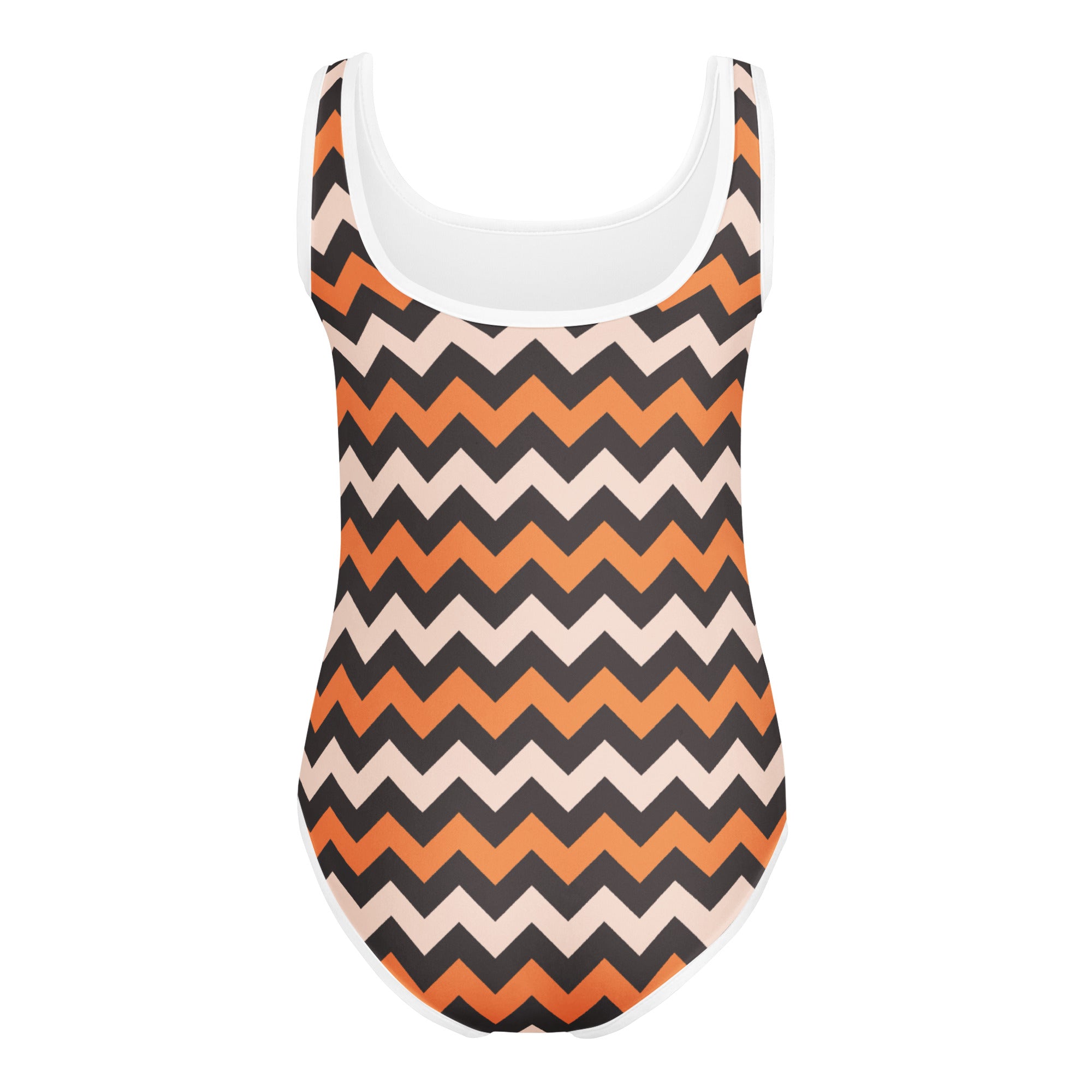 Girls Orange Chevron Leotard – Buttery-Soft, Quick-Dry 4-Way Stretch Comfort for Dance & Gymnastics