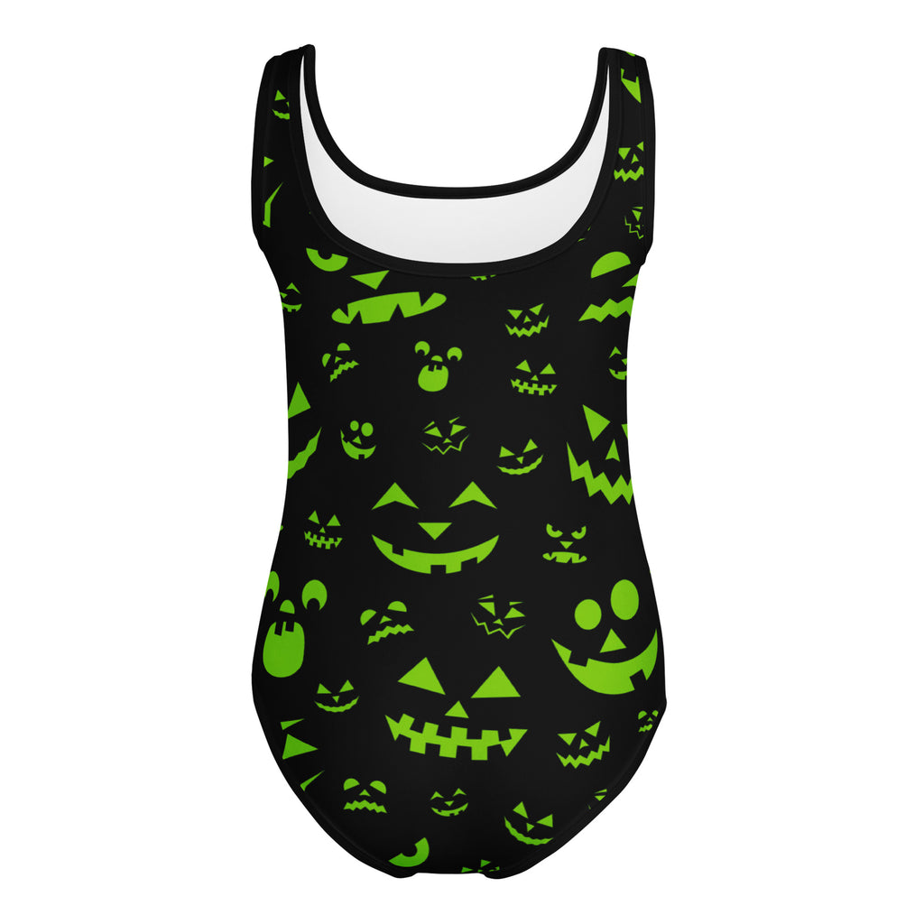 Girls Neon Green Jack O’ Lantern Halloween Leotard – Buttery-Soft, Quick-Dry 4-Way Stretch Comfort for Dance & Gymnastics