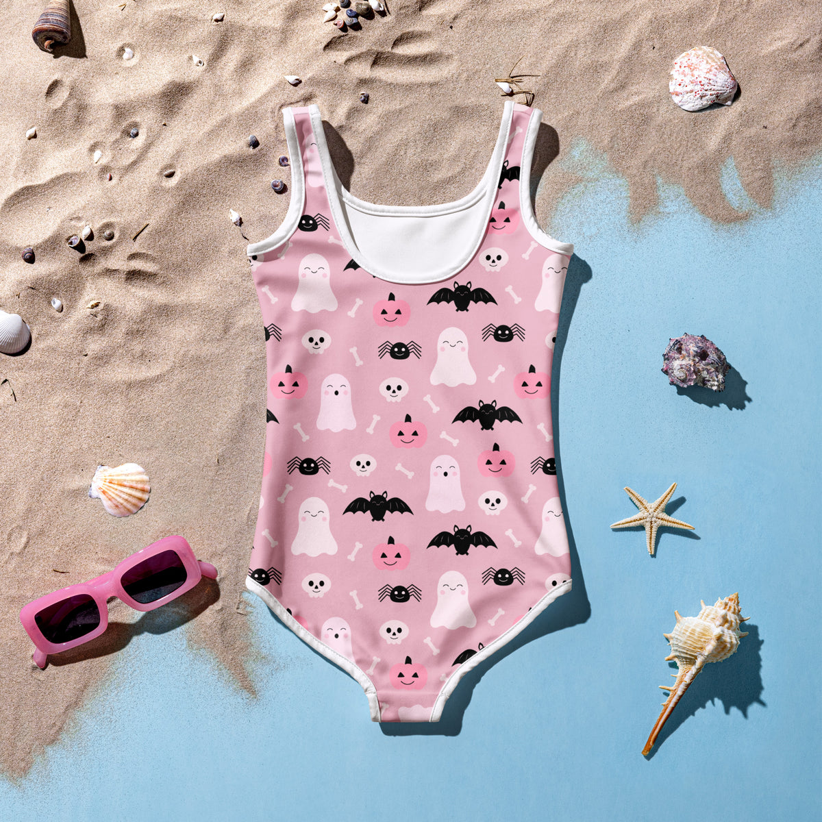 Girls Pink Halloween Custom Age It's My Birthday One Piece Swimsuit – Buttery Soft UPF 50+ Sun Protection, Quick Dry, Double Layered Front & 4-Way Stretch
