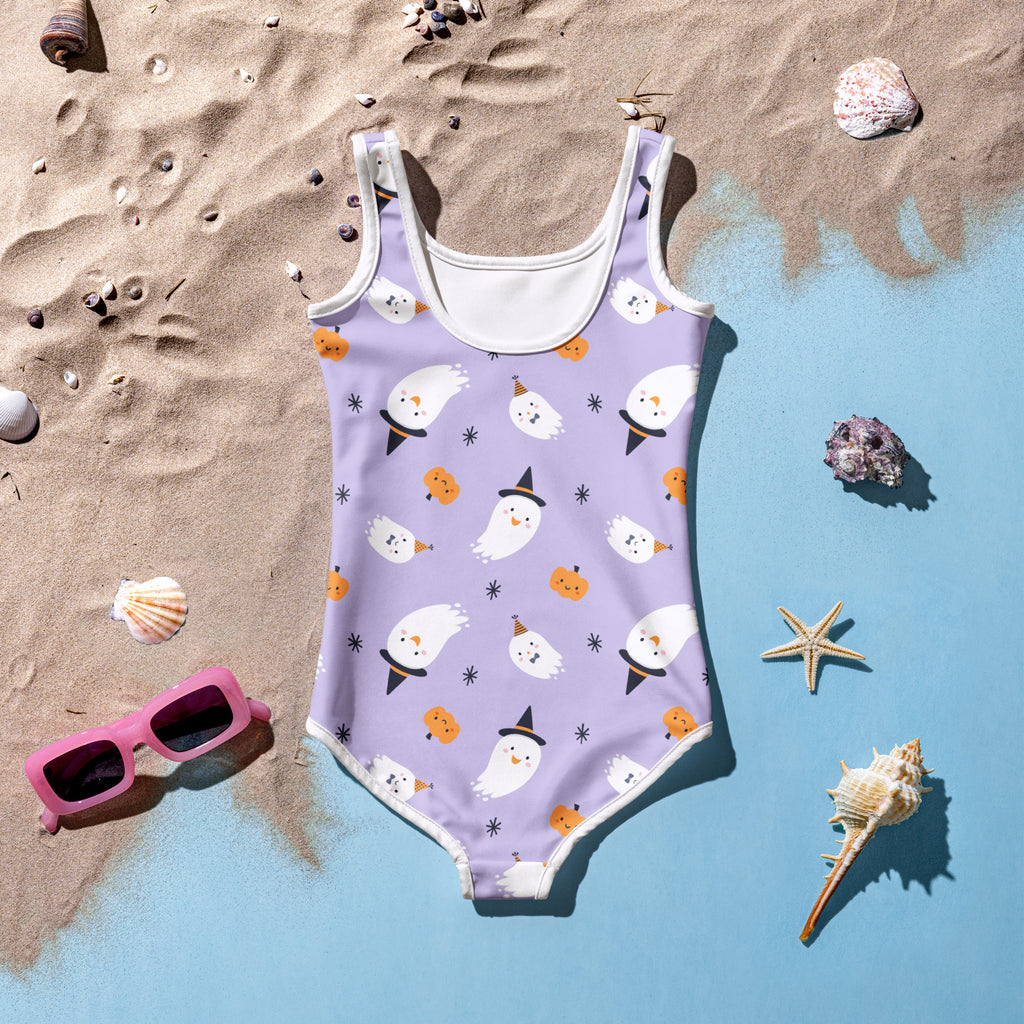 Girls Witch Ghost Halloween Custom Age It's My Birthday One Piece Swimsuit – Buttery Soft UPF 50+ Sun Protection, Quick Dry, Double Layered Front & 4-Way Stretch