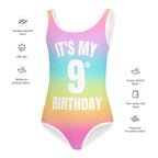 Girls Custom Bright Rainbow It's My Birthday Swimsuit