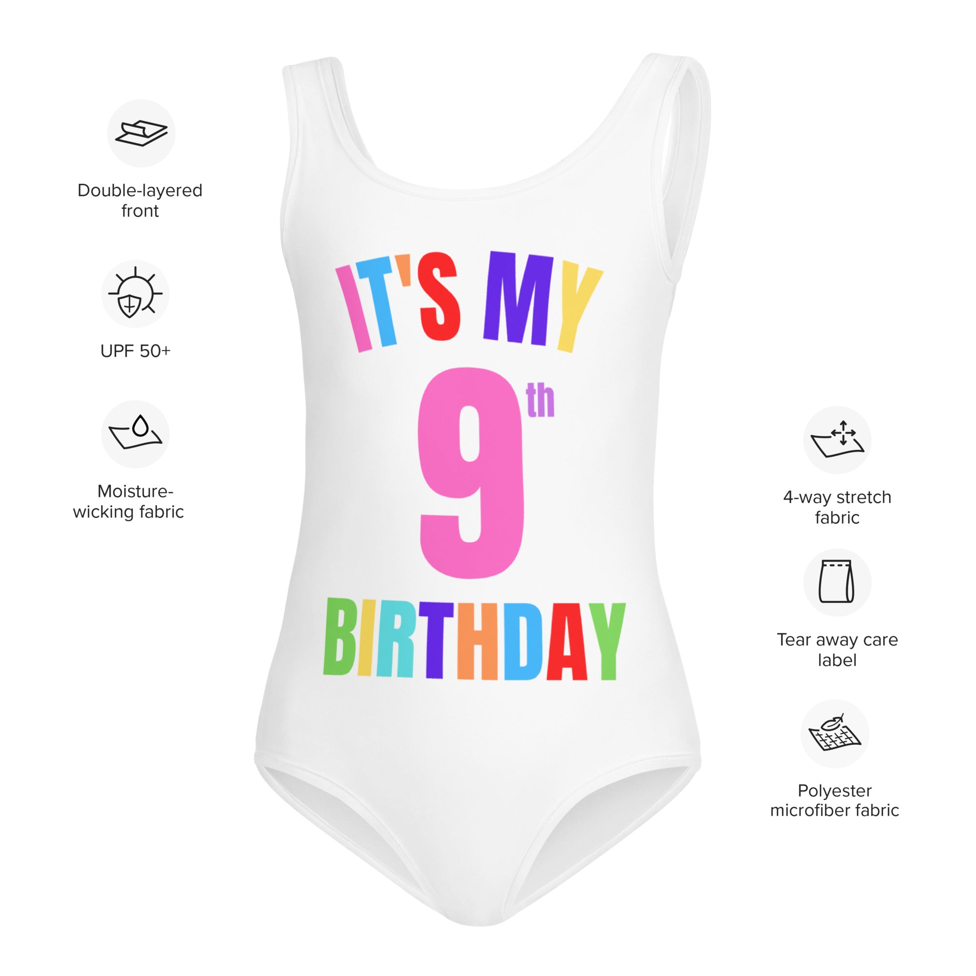 Personalized It's My Birthday Swimsuit - Custom Age & Name On Back For Girls