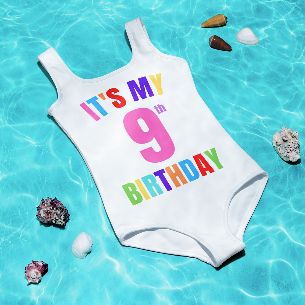 Personalized It's My Birthday Swimsuit - Custom Age & Name On Back For Girls