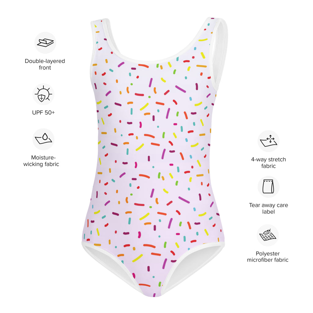 Girls Ice Cream Sprinkles Buttery Soft Swimsuit With UPF 50+