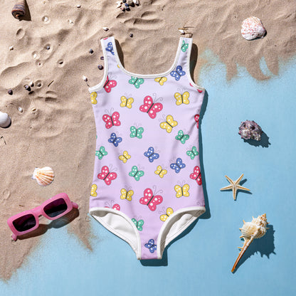 Girls Colorful Butterfly Swimsuit With UPF 50+