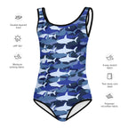 Girls Blue Shark Buttery Soft Swimsuit With UPF 50+