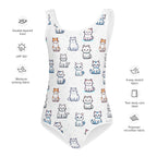 Girls Cat-Themed Buttery Soft Swimsuit With UPF 50+