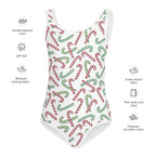 Girls Red & Green Candy Cane Christmas Buttery Soft Swimsuit