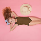 Girls Brown Buttery Soft Swimsuit