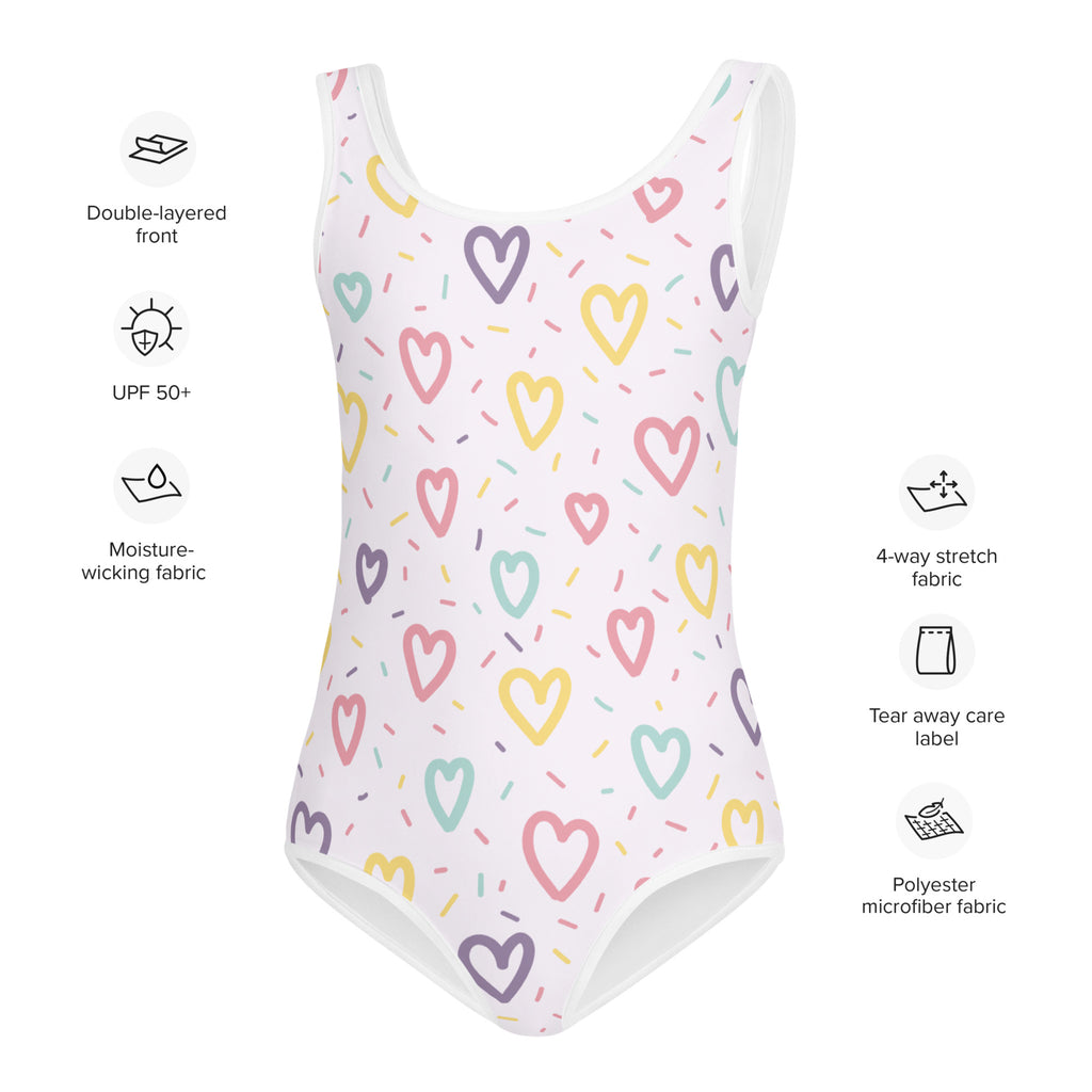 Girls Hearts And Sprinkles Buttery Soft Swimsuit
