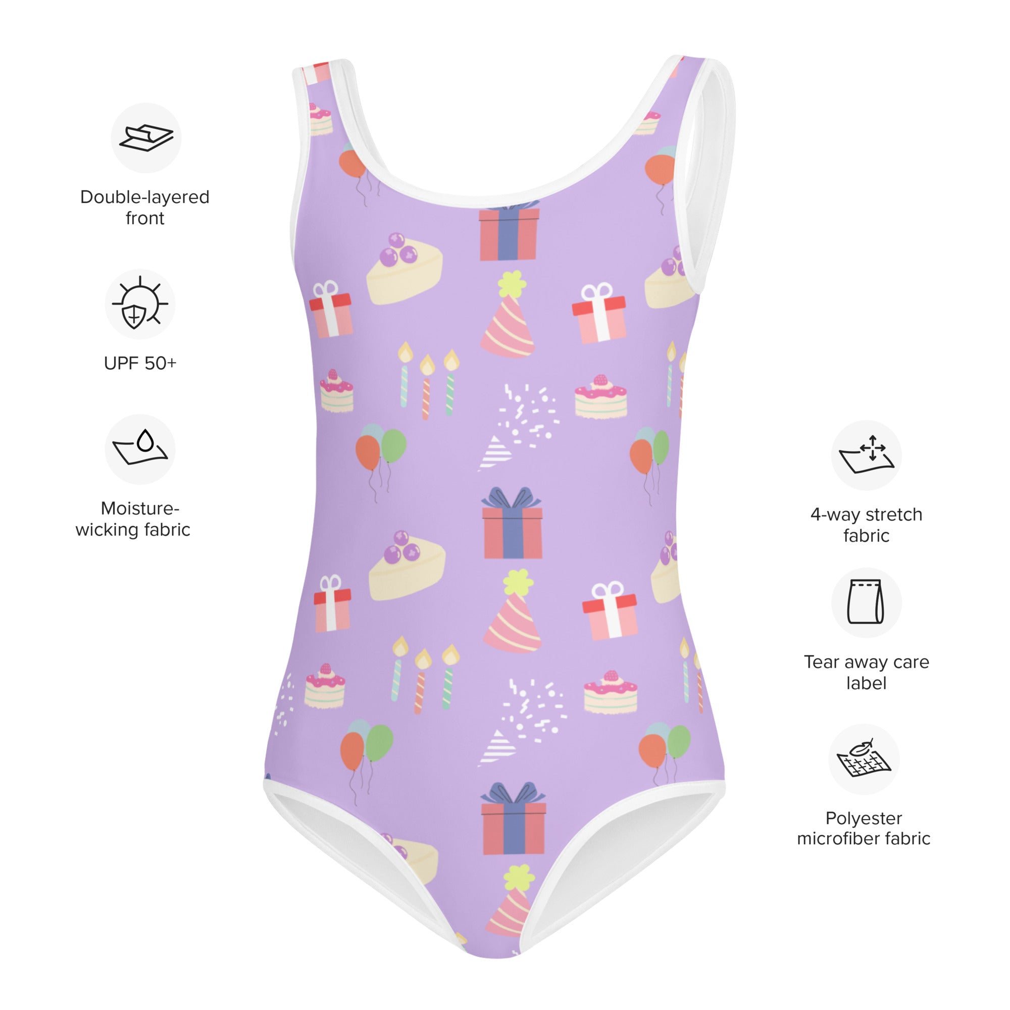 Girls Birthday Pattern Buttery Soft Swimsuit