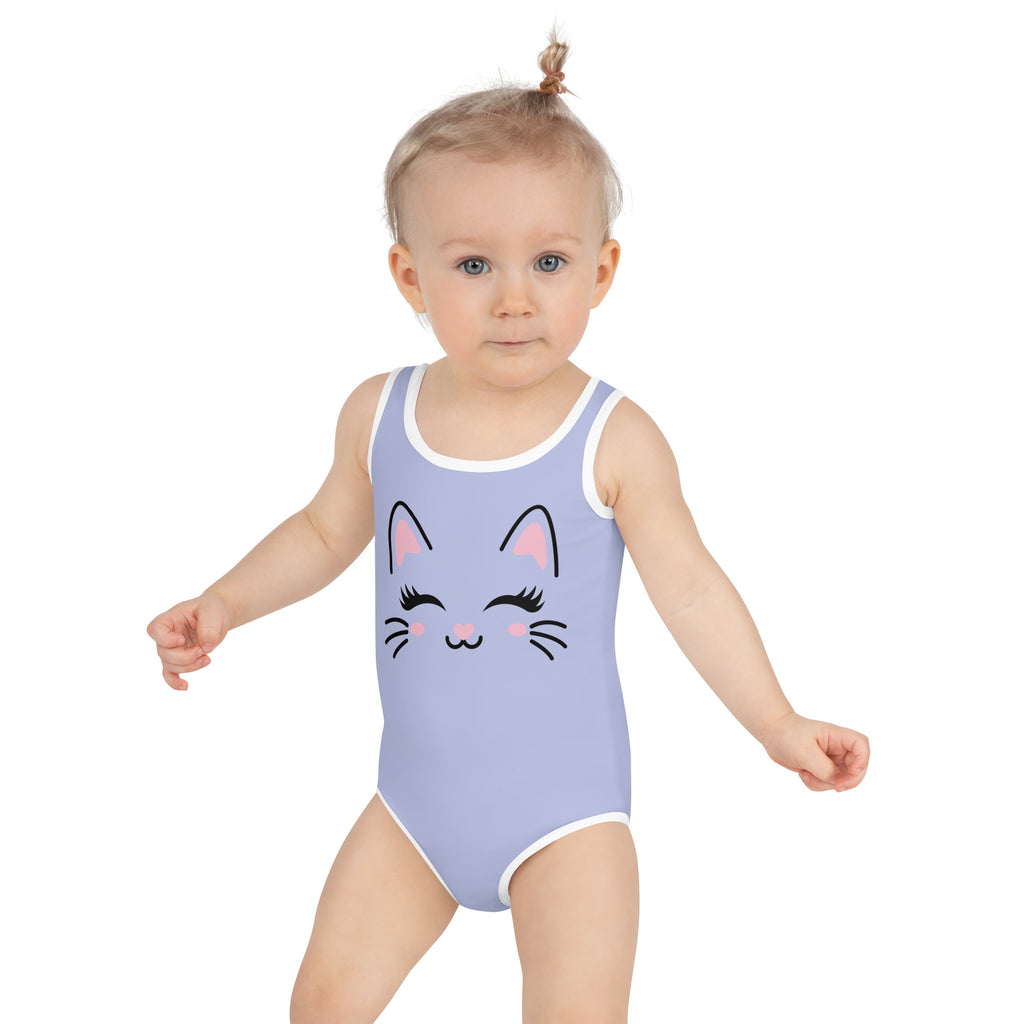 Girls Cute Cat Buttery Soft Swimsuit With UPF 50+