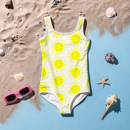 Girls Yellow Sun Buttery Soft Swimsuit With UPF 50+