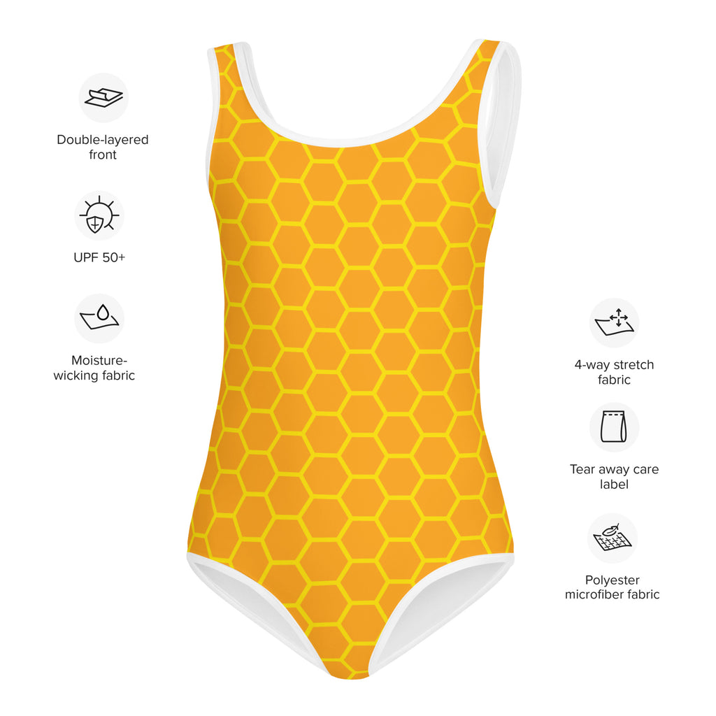 Girls Honeycomb Buttery Soft Swimsuit With UPF 50+