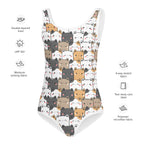 Girls Kawaii Cat Face Buttery Soft Swimsuit With UPF 50+