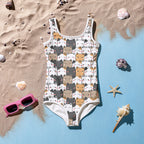 Girls Kawaii Cat Face Buttery Soft Swimsuit With UPF 50+
