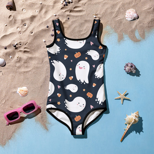 Girls Ghost Candy Corn Pumpkin Halloween Swimsuit