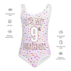 Girls Colorful Sprinkles Custom Age It's My Birthday Buttery Soft Leotard - Quick Drying For Dance and Gymnastics