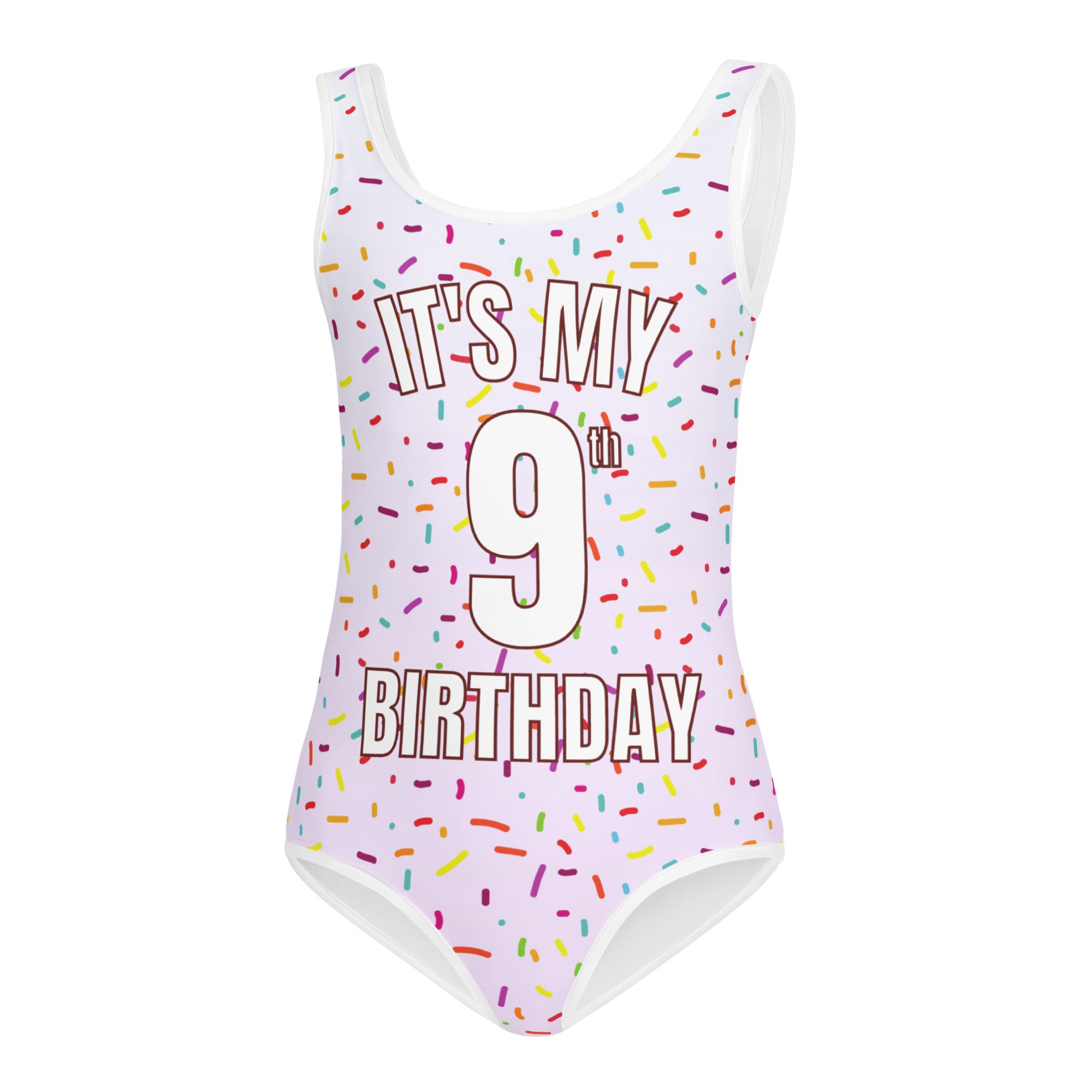 Girls Colorful Sprinkles Custom Age It's My Birthday Buttery Soft Leotard - Quick Drying For Dance and Gymnastics