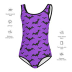 Girls Purple Bats Halloween Buttery Soft Swimsuit