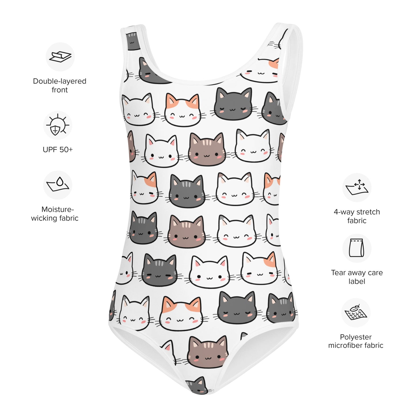 Girls Cat Face Leotard – Perfect for Ballet, Gymnastics, and Cheer