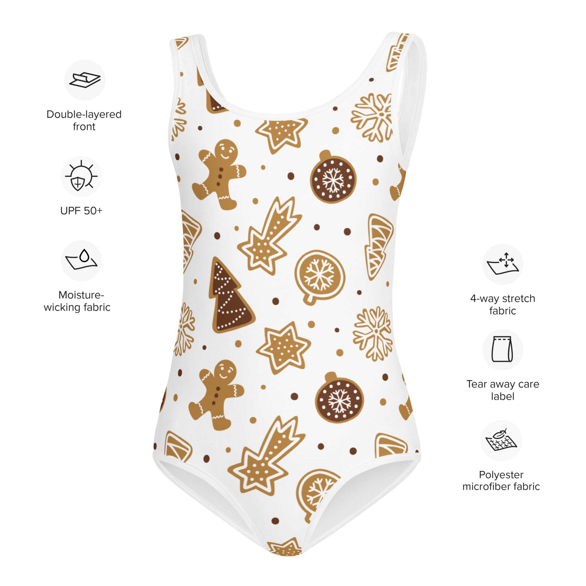 Girls Gingerbread Cookies Christmas Buttery Soft Leotard - Quick Drying For Dance and Gymnastics
