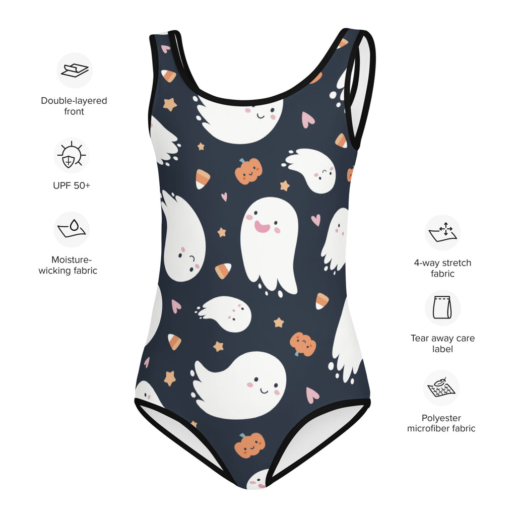 Girls Ghost and Candy Cane Halloween Buttery Soft Leotard - Quick Drying For Dance and Gymnastics