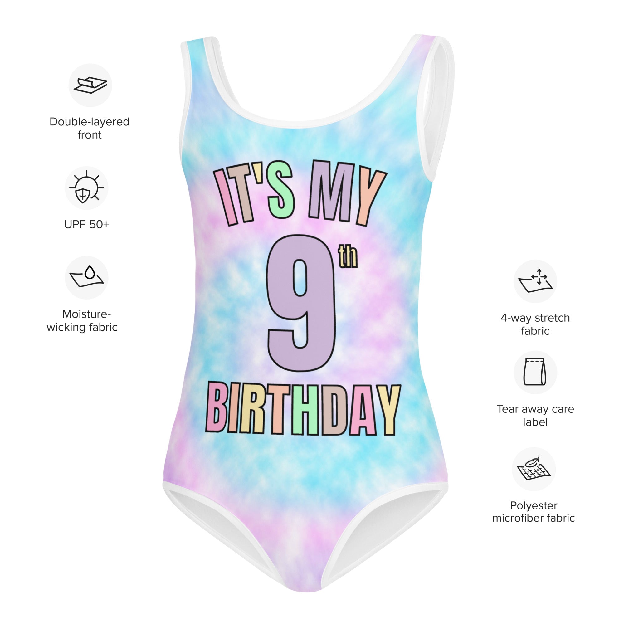 Girls Custom Age Faux Tie Dye Buttery Soft Leotard With Name On Back - Quick Drying For Dance and Gymnastics
