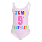 Girls Custom Age It's My Birthday Leotard - Quick Drying For Dance and Gymnastics