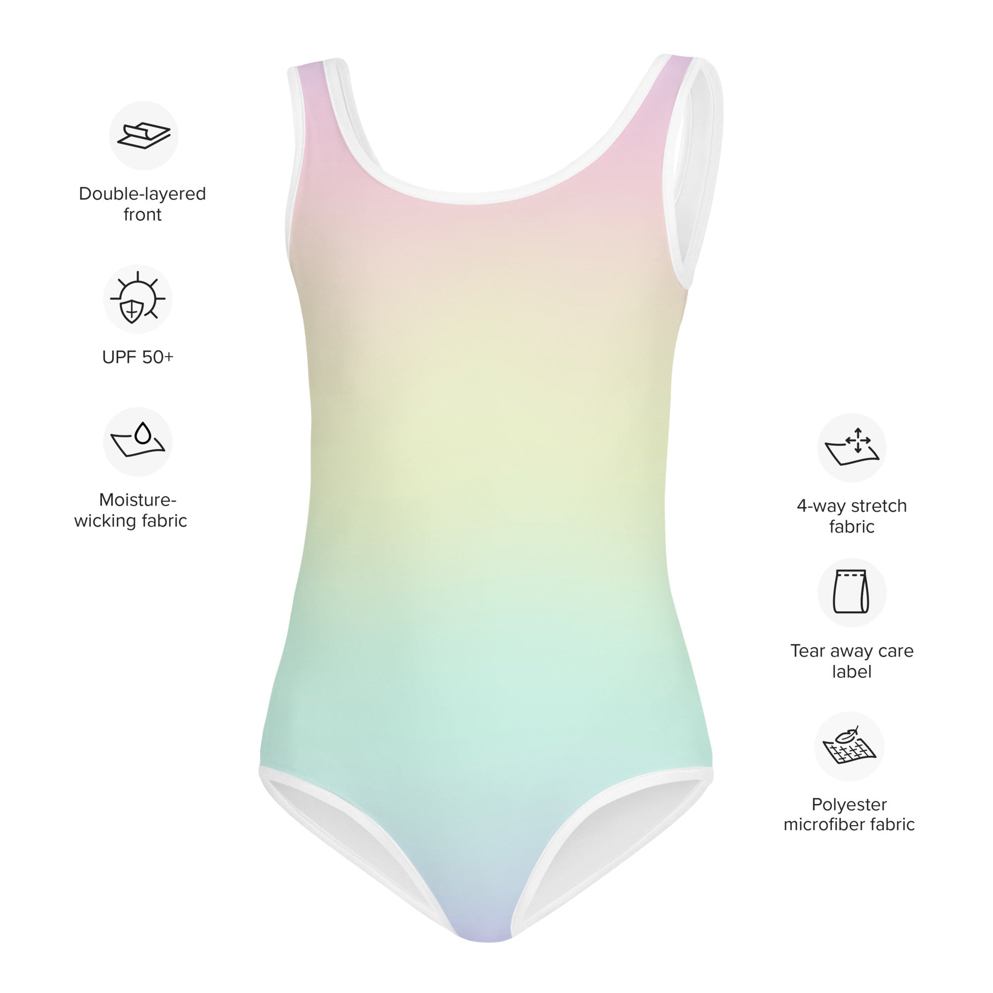 Girls Pastel Rainbow Buttery Soft Leotard - Quick Drying For Dance and Gymnastics