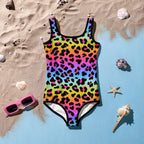 Girls Rainbow Cheetah Buttery Soft Swimsuit With UPF 50+