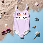 Girls Peeking Cat Buttery Soft Swimsuit With UPF 50+