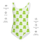 Girls Green Frog Buttery Soft Swimsuit With UPF 50+
