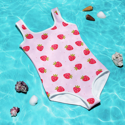 Girls Strawberry Buttery Soft Swimsuit With UPF 50+