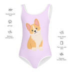 Girls Cute Corgi Dog Buttery Soft Swimsuit With UPF 50+