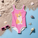 Girls Cute Corgi Dog Buttery Soft Swimsuit With UPF 50+