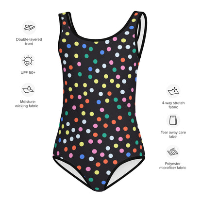 Girls Confetti Dots Buttery Soft Swimsuit With UPF 50+