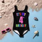 Girls Custom Age It's My Birthday Swimsuit