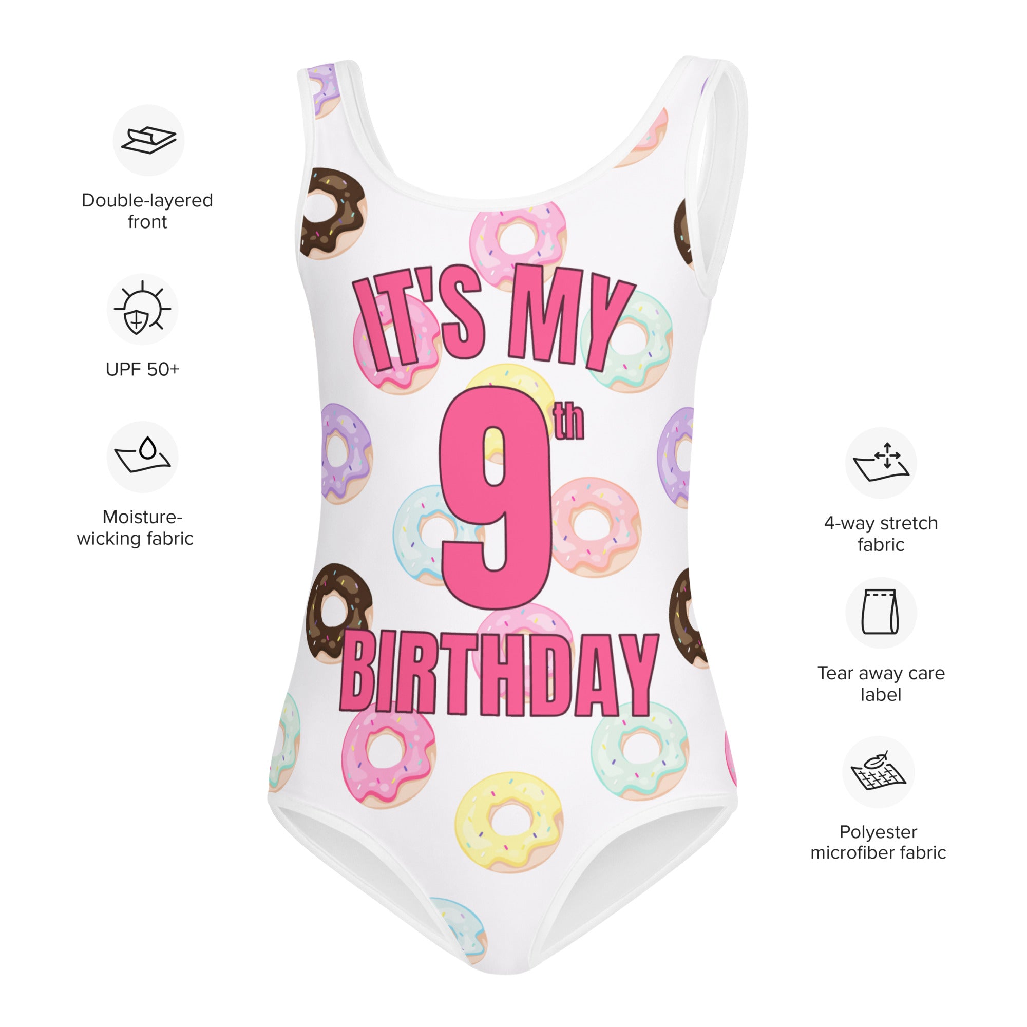 Girls Donuts Custom Age It's My Birthday Swimsuit