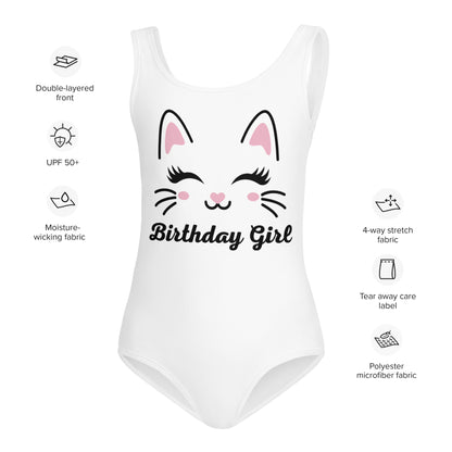 Girls Cute Cat Birthday Girl Swimsuit